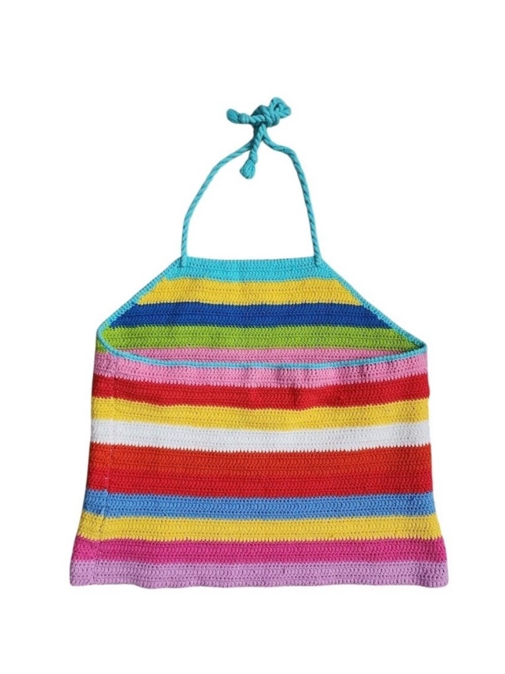RALPH by Ralph Lauren 90s Rainbow Crochet Halter Top Y2K Size S - Picture 2 of 4
